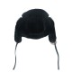 Erkek Siyah Deri Ushanka Şapka - Kışlık Kürklü Outdoor Şapka