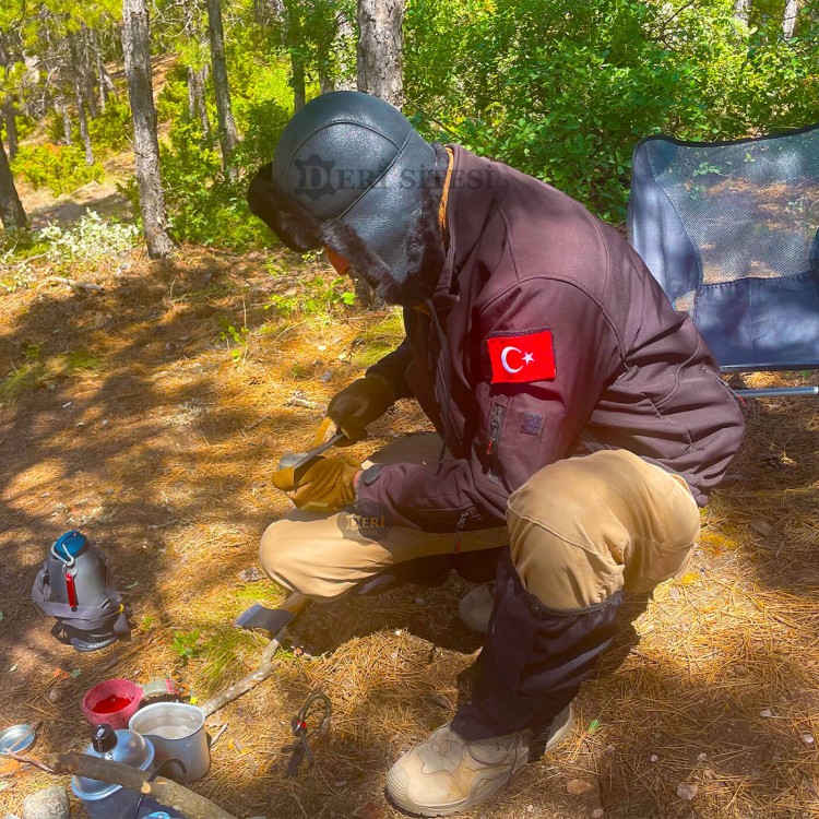 Erkek Siyah Deri Ushanka Şapka - Kışlık Kürklü Outdoor Şapka