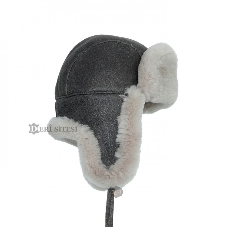 Erkek Koyun Derisi Pilot Şapka - Kışlık Outdoor Şapka