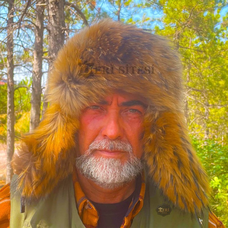 Finn Rakun Ushanka Deri Şapka - Kışlık Rakun Kürklü Outdoor Şapka