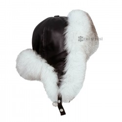 Beyaz Tilki Kürklü Deri Şapka - Kışlık Tilki Kürklü Outdoor Şapka Beyaz Tilki Kürklü Deri Şapka - Kışlık Tilki Kürklü Outdoor Şapka