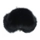 Siyah Tilki Kürklü Deri Şapka - Kışlık Tilki Kürklü Ushanka Rus Şapkası
