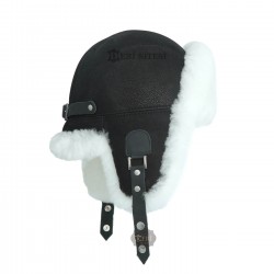 Erkek Koyun Derisi Beyaz Kürklü Pilot Şapka - Soğuk Havalarda Şıklık - Ushanka Erkek Koyun Derisi Beyaz Kürklü Pilot Şapka - Soğuk Havalarda Şıklık - Ushanka
