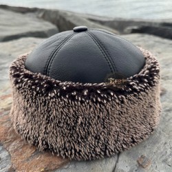 Men's Genuine Lambskin Fur-Lined Winter Leather Hat - Sheepskin Hat Men's Genuine Lambskin Fur-Lined Winter Leather Hat - Sheepskin Hat