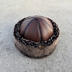 Handcrafted Leather Brown Hat - Genuine Lambskin, Warm Hat Handcrafted Leather Brown Hat - Genuine Lambskin, Warm Hat