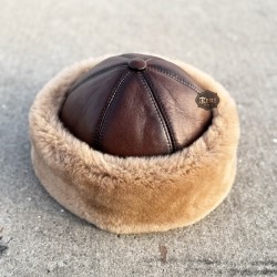 Brown Men's Leather Hat | Genuine Lambskin Fur Lined | Best Winter Hat Brown Men's Leather Hat | Genuine Lambskin Fur Lined | Best Winter Hat