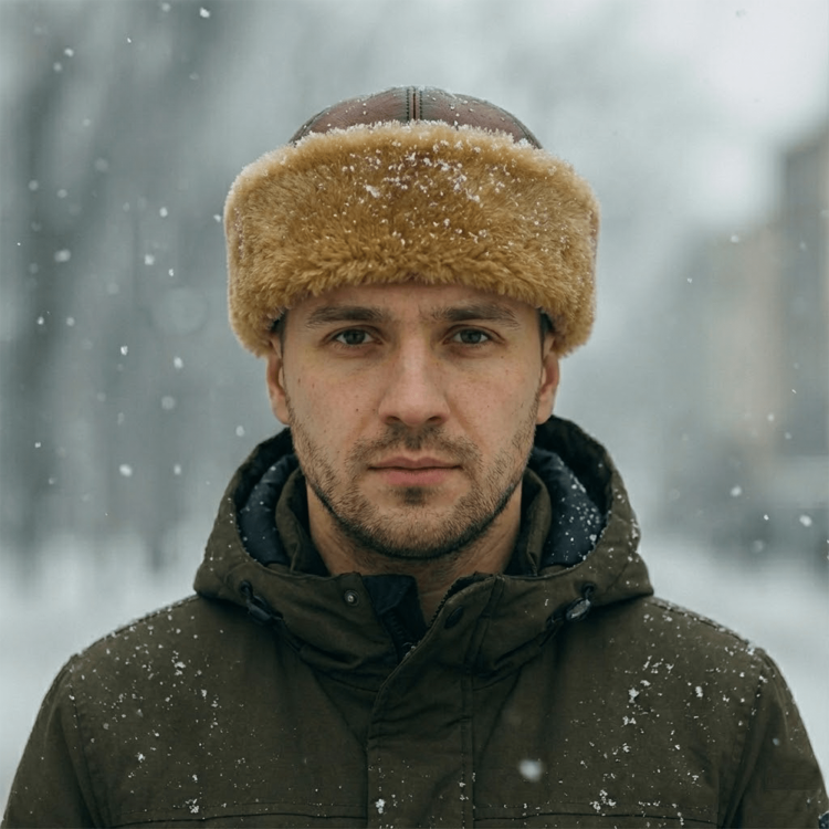 Kahverengi erkek deri börk, hakiki kuzu kürkü ile üretilmiş kışlık geleneksel başlık Kahverengi erkek deri şapka, hakiki kuzu kürkü ile üretilmiş kışlık geleneksel börk