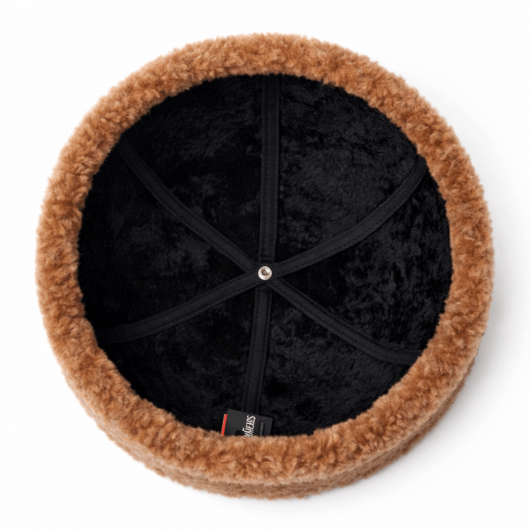 Brown Men's Leather Hat | Lambskin Fur Lined | Shearling Sheepskin Winter Hat Brown Men's Leather Winter Shearling Sheepskin Hat