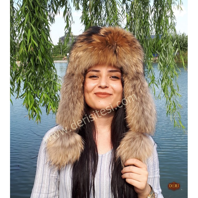 Umay Rakun Kürkü Kadın Deri Şapka, Börk Modelimiz - BŞ168 Umay Rakun Kürkü Kadın Deri Şapka, Börk Modelimiz - BŞ168