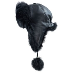 Women's Lamb Fur Ushanka Hat | Black | Derisitesi