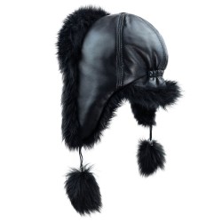 Women's Lamb Fur Ushanka Hat | Black | Derisitesi