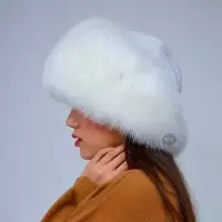 Elegant White FOX Fur Hat White Fox Fur Hat: Genuine Leather Base, Elegant Winter  main image 4