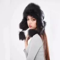 Russian Trapper Winter Fur Ushanka Hat for Women Brown Shearling