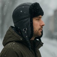 Men's Ushanka Leather Hat - Fur Russian Aviator Hat - Sheepskin Trapper Hat Men's Ushanka Leather Hat - Fur Russian Aviator Hat - Sheepskin Trapper Hat