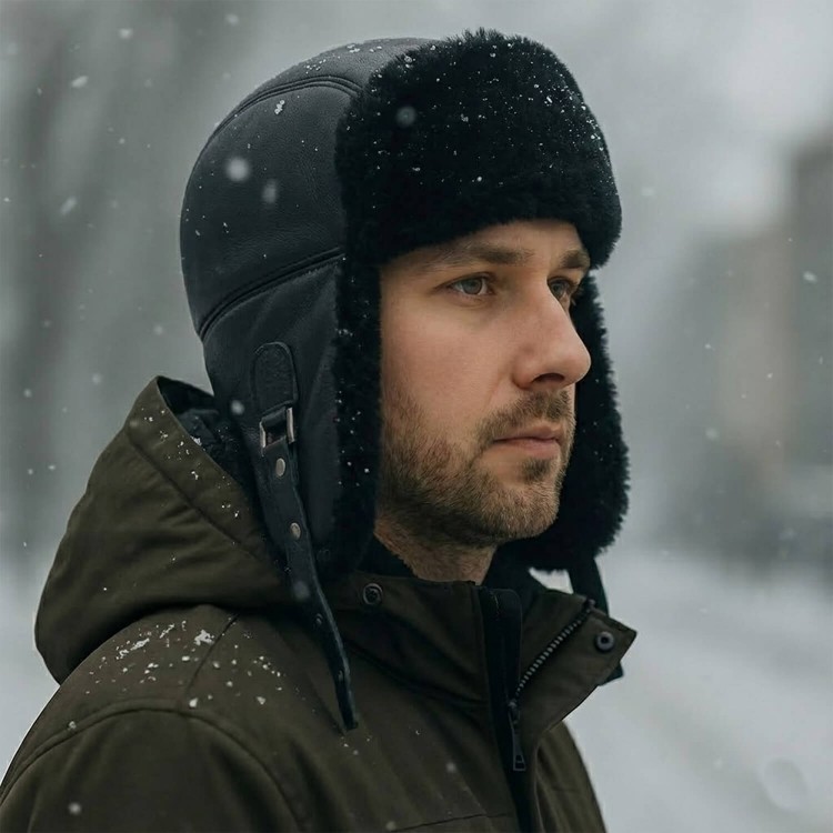 Tokalı Pilot Deri Şapka - Ş052