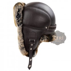 Ushanka Tabışgan Kahve Tavşan Kürklü Erkek Deri Börk, Şapka Modelimiz - Ş057 Ushanka Tabışgan Kahve Tavşan Kürklü Erkek Deri Börk, Şapka Modelimiz - Ş057