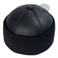 Men's Winter Leather Beanie Hat - Fur-Lined Sheepskin - Ribbed Outdoor Hat