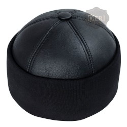 Men's Winter Leather Beanie Hat - Fur-Lined Sheepskin - Ribbed Outdoor Hat Men's Winter Leather Beanie Hat - Fur-Lined Sheepskin - Ribbed Outdoor Hat