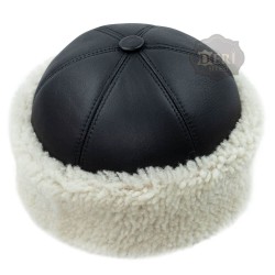 Men's White Fur Winter Leather Hat for Hunters and Outdoor Enthusiasts Men's White Fur Winter Leather Hat for Hunters and Outdoor Enthusiasts