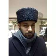 Black Sheepskin Caucasus Hat - Men's Leather Hat - Traditional Handmade Hat