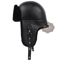 Erkek Koyun Derisi Pilot Şapka - İçi Kürklü Kışlık Deri Şapka Erkek Koyun Derisi Pilot Şapka - İçi Kürklü Kışlık Deri Şapka