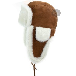 Pilot Deri Şapka - Unisex Kışlık Kürklü Deri Şapka 