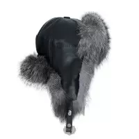 Silver Fox Fur Ushanka Hat Winter Fox Fur Men's Outdoor Leather Hat