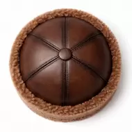 Kahverengi Hakiki Kuzu Derisi Kıvırcık Kürklü Kışlık Erkek Deri Şapka 