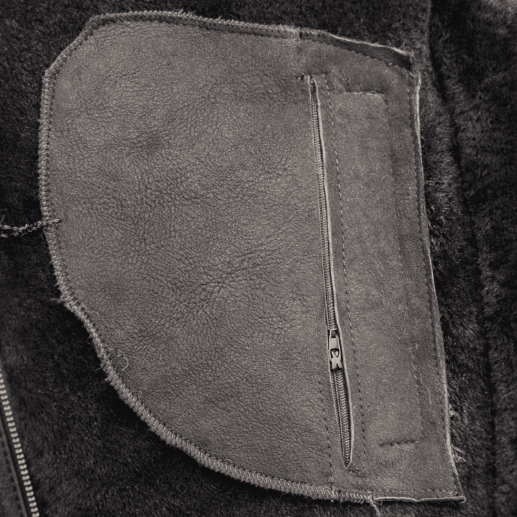 Men’s leather vest made from genuine lambskin with real shearling lining, zippered front, winter wear