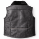 Men’s leather vest made from genuine lambskin with real shearling lining, zippered front, winter wear
