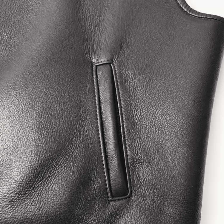 Men’s leather vest made from genuine lambskin with real shearling lining, zippered front, winter wear