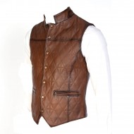 Men's Brown Leather Vest - Soft Lamb Leather - Slim Fit Men's Brown Leather Vest - Soft Lamb Leather - Slim Fit