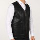 Genuine Lambskin Shearling Lined Men’s Leather Vest Men’s leather vest made from genuine lambskin with real shearling lining, zippered front, winter wear