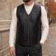 Genuine Lambskin Shearling Lined Men’s Leather Vest Men’s leather vest made from genuine lambskin with real shearling lining, zippered front, winter wear