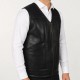 Genuine Lambskin Shearling Lined Men’s Leather Vest Men’s leather vest made from genuine lambskin with real shearling lining, zippered front, winter wear