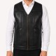 Genuine Lambskin Shearling Lined Men’s Leather Vest Men’s leather vest made from genuine lambskin with real shearling lining, zippered front, winter wear