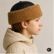 Boy's Handmade Leather Hat – Winter Fur Lined Hat Boy's Handmade Leather Hat – Winter Fur Lined Hat