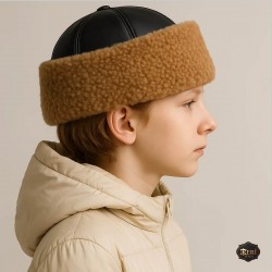 Boy's Handmade Leather Hat – Winter Fur Lined Hat