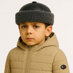 Boys Leather Winter Hat – Handmade & Winter-Ready