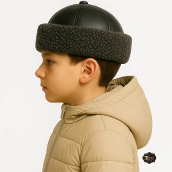 Boys Leather Winter Hat – Handmade & Winter-Ready