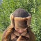 Siyah kuzu derisi kadın şapkası, camel-kahve desenli yapay kürk bant S198