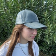 Women's Olive Green Lambskin Baseball Cap – S202