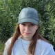 Women's olive green lambskin baseball cap with curved brim and adjustable back strap, S202