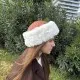 Kadın Taba Deri Kışlık Şapka – Beyaz Yapay Kürklü S194
