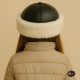 Girls’ Leather Fur Hat – Handmade Winter Hat with White Lamb Fur Girls’ winter hat with white sheepskin trim and black leather top – full fur lining