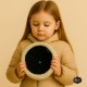 Girls’ Leather Fur Hat – Handmade Winter Hat with White Lamb Fur Girls’ winter hat with white sheepskin trim and black leather top – full fur lining