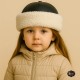 Girls’ Leather Fur Hat – Handmade Winter Hat with White Lamb Fur Girls’ winter hat with white sheepskin trim and black leather top – full fur lining