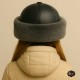 Girls’ Leather Fur Hat – Handmade Winter Hat with Gray Lamb Fur Girls' winter hat with black leather top and grey sheepskin fur trim – full sheepskin lining
