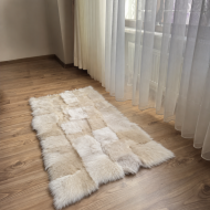 Krem Parçalı Kuzu Postu Halı ve Seccade – 118x60 cm