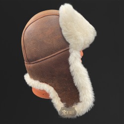Beyaz Kürklü Kahverengi Rus Ushanka Deri Şapka: Soğuk Kış Günleri İçin İdeal Beyaz Kürklü Kahverengi Rus Ushanka Deri Şapka: Soğuk Kış Günleri İçin İdeal